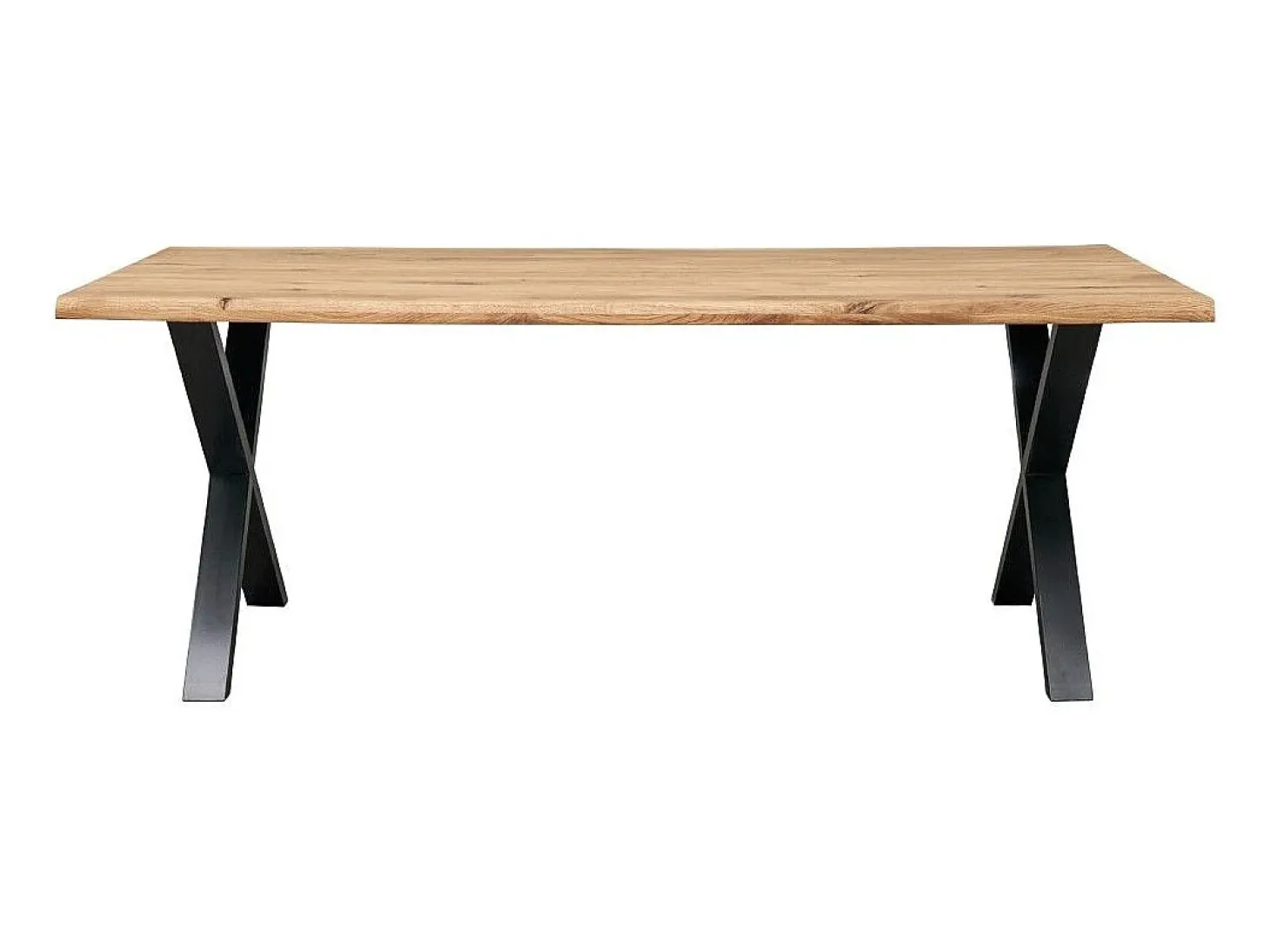 Mesa de comedor industrial de 75x200x100 cm con sobre de madera y patas metálicas Lincoln