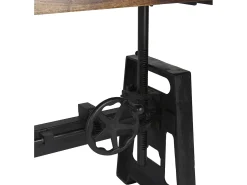 Mesa de comedor industrial regulable en altura hierro negro y madera de mango marrón Kouba 160 cm