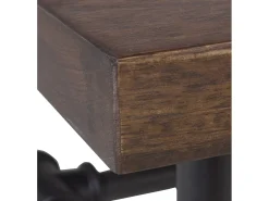 Mesa de comedor industrial regulable en altura hierro negro y madera de mango marrón Kouba 160 cm