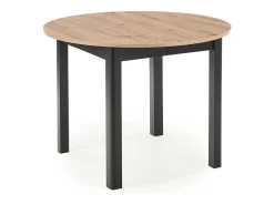 Mesa de comedor industrial redonda extensible con tablero de aspecto roble y patas negras CARENE