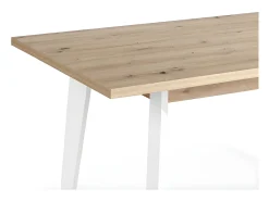 Mesa de comedor Kalieto 160 cm de madera de roble claro con patas de madera blanca