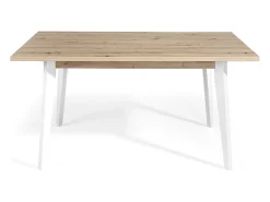 Mesa de comedor Kalieto 160 cm de madera de roble claro con patas de madera blanca