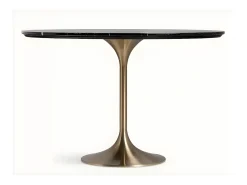 Mesa de comedor Korne redonda de cerámica y patas de acero dorado estilo art déco-Color Negro-Diámetro 120 cm