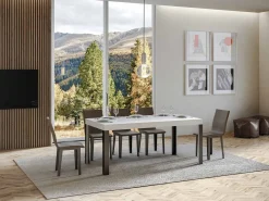 Mesa de comedor Liva 160 cm rectangular de fresno blanco con patas de metal gris oscuro