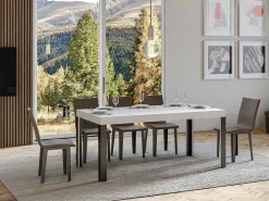 Mesa de comedor Liva 160 cm rectangular de fresno blanco con patas de metal gris oscuro