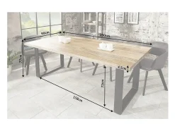 Mesa de comedor LODEN 200 cm – Tablero de madera maciza de mango y patas de metal negro