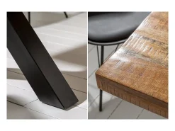 Mesa de comedor LODEN – Madera maciza de mango barnizada – 240 cm – Estilo industrial