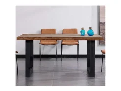 Mesa de comedor Loft fija roble oscuro 75x160x100 cm Adec