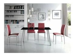 Mesa de comedor Lucía de cristal negro, 75 cm(alto)140 cm(ancho)80 cm(largo)