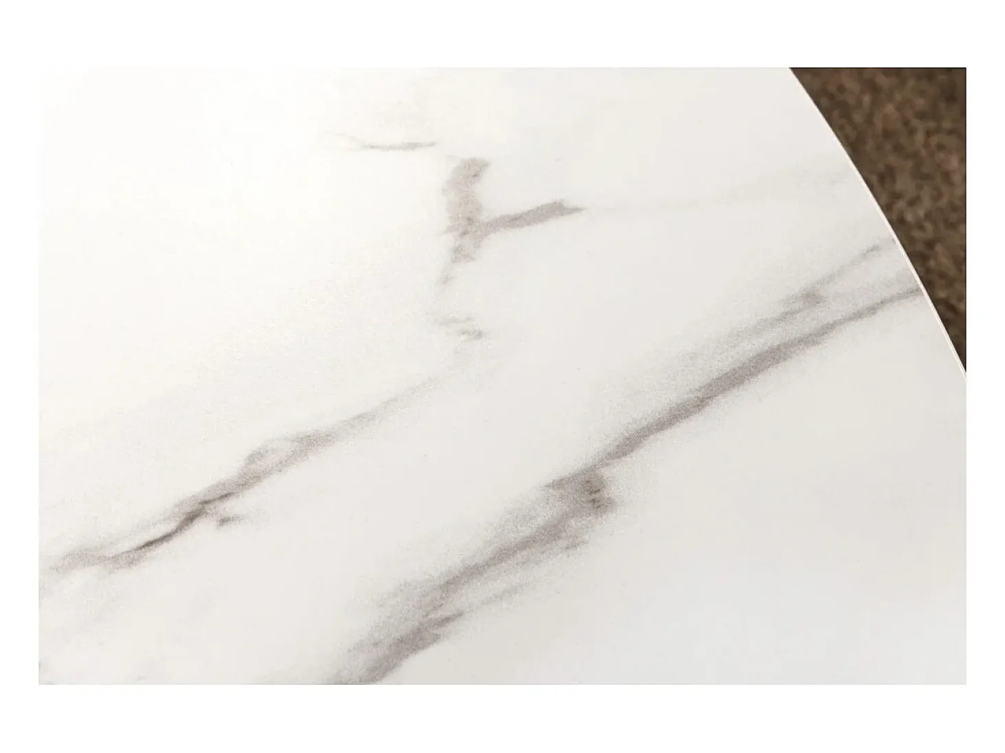 Mesa de comedor LUMEA – Redonda 120 cm – Tablero de cerámica efecto mármol blanco – Pie de madera maciza – Estilo contemporáneo