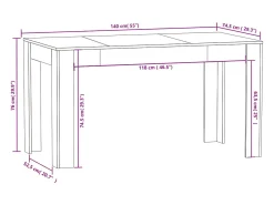 Mesa de comedor madera contrachapada gris Sonoma 140x74,5x76 cm