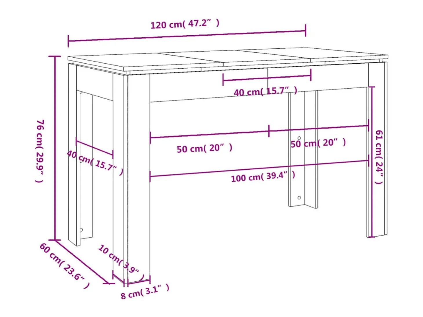 Mesa de comedor madera de ingeniería Sonoma gris 120x60x76 cm
