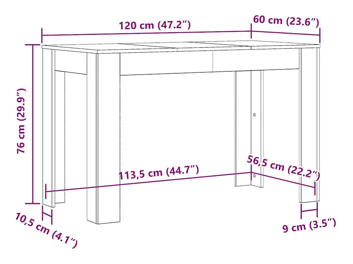 Mesa de comedor madera de ingeniería Sonoma gris 120x60x76 cm
