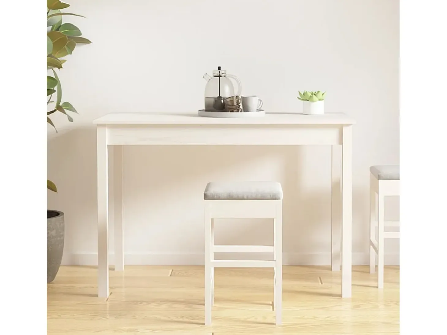 Mesa de comedor madera maciza de pino blanca 110x55x75 cm
