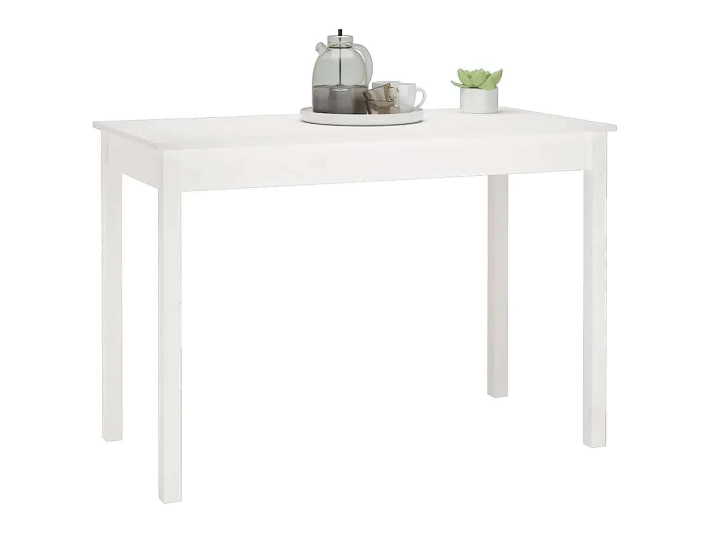 Mesa de comedor madera maciza de pino blanca 110x55x75 cm