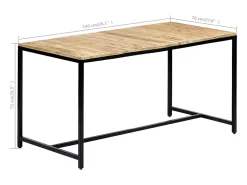 Mesa de comedor madera maciza de mango en bruto 140x70x75 cm