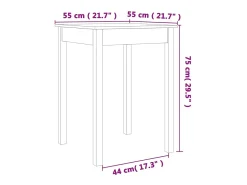 Mesa de comedor madera maciza de pino marrón cera 55x55x75 cm