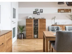 Mesa de comedor Manky extensible de 160 a 250 cm en madera rústica de roble