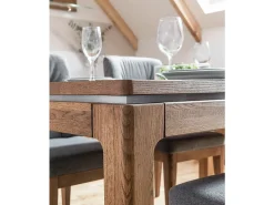 Mesa de comedor Manky extensible de 160 a 250 cm en madera rústica de roble