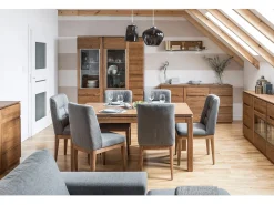 Mesa de comedor Manky extensible de 160 a 250 cm en madera rústica de roble