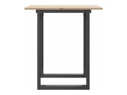 Mesa de comedor marco O madera maciza pino y acero 60x60x75 cm