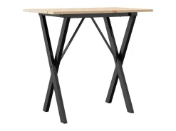 Mesa de comedor marco X madera maciza pino y acero 80x50x75 cm