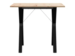 Mesa de comedor marco Y madera maciza pino y acero 80x80x75 cm