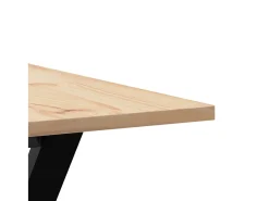 Mesa de comedor marco Y madera maciza pino y acero 80x80x75 cm