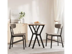 Mesa de comedor marco Y madera maciza pino y hierro 50x50x75 cm ES470911