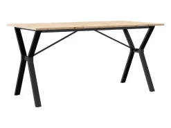 Mesa de comedor marco Y madera maciza pino y hierro 160x80x75cm ES238724