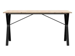 Mesa de comedor marco Y madera maciza pino y hierro 160x80x75cm ES238724