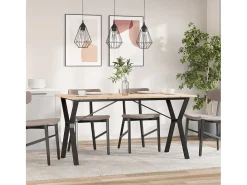 Mesa de comedor marco Y madera maciza pino y hierro 160x80x75cm ES238724