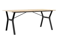 Mesa de comedor marco Y madera maciza pino y hierro 180x90x75cm ES489151