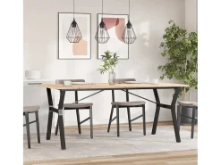 Mesa de comedor marco Y madera maciza pino y hierro 180x90x75cm ES489151