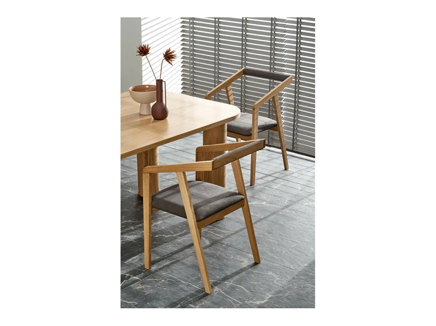 Mesa de comedor Marthe extensible chapada en roble 160-240cm