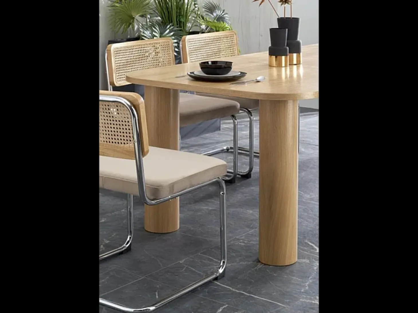Mesa de comedor Marthe extensible chapada en roble 160-240cm