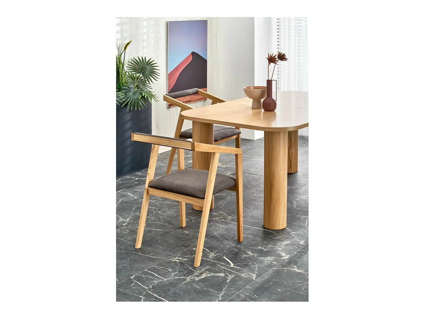 Mesa de comedor Marthe extensible chapada en roble 160-240cm