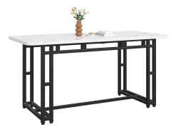Mesa de comedor moderna de lujo para 6 personas - Estructura de metal resistente - Madera - Color negro (140 x 80 cm)