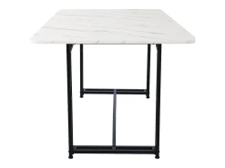 Mesa de comedor moderna de lujo para 6 personas - Estructura de metal resistente - Madera - Color negro (140 x 80 cm)