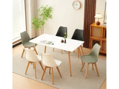 Mesa de Comedor Moderna Escandinava EGGREE Blanco 140x80x73.5 cm