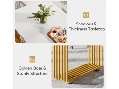 Mesa de comedor moderna para 6 a 8 personas, mesa de comedor blanca de 179,8 cm, mesa de cocina de madera para el Día de San Patricio