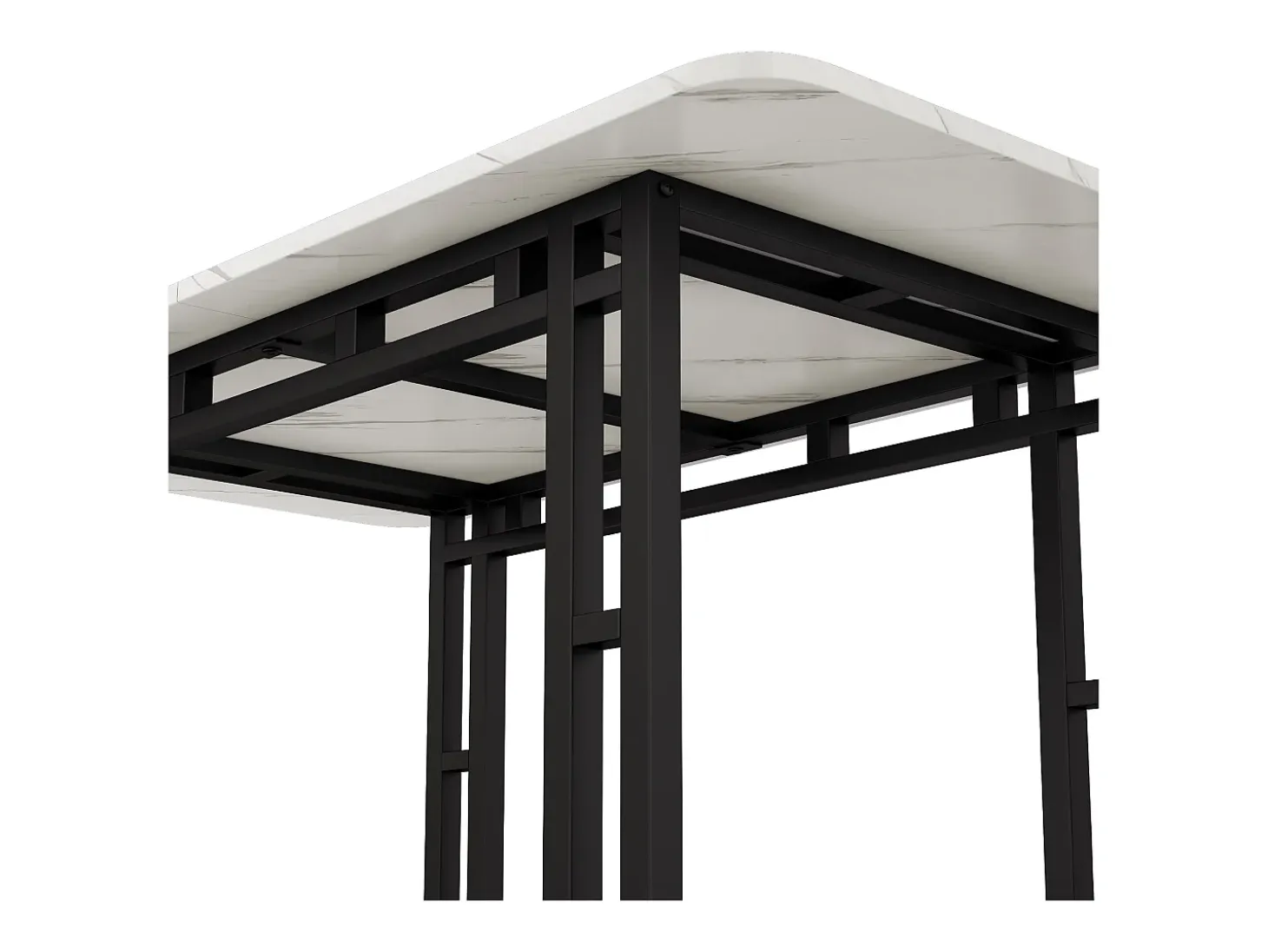 Mesa de comedor moderna y lujosa para 6 personas - Estructura de metal resistente - Madera - Color negro (120 x 70 cm)