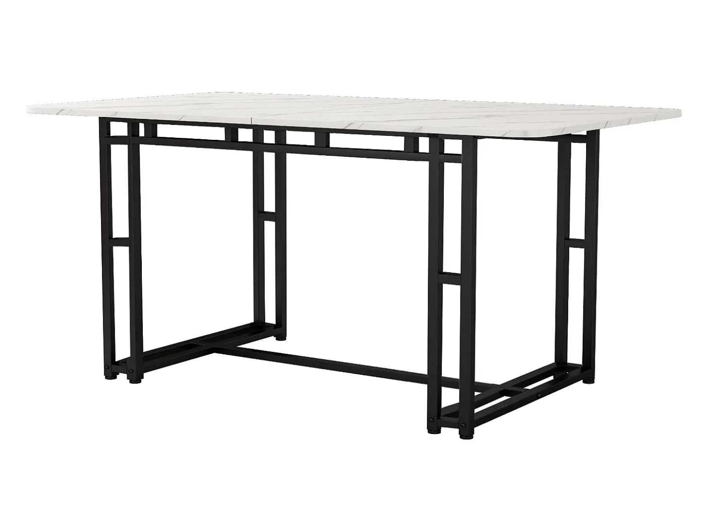 Mesa de comedor moderna y lujosa para 6 personas - Estructura de metal resistente - Madera - Color negro (120 x 70 cm)