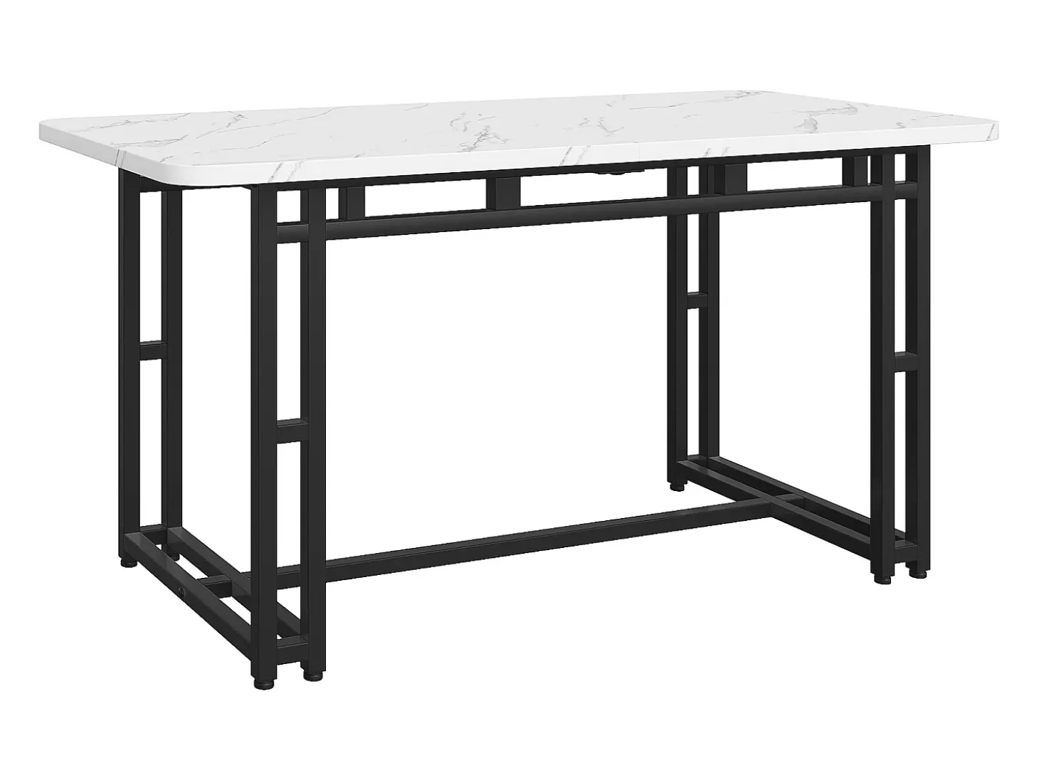 Mesa de comedor moderna y lujosa para 6 personas - Estructura de metal resistente - Madera - Color negro (120 x 70 cm)