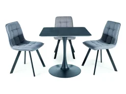 Mesa de comedor negra de 80 cm con tapa de cerámica y base de metal Sasha II