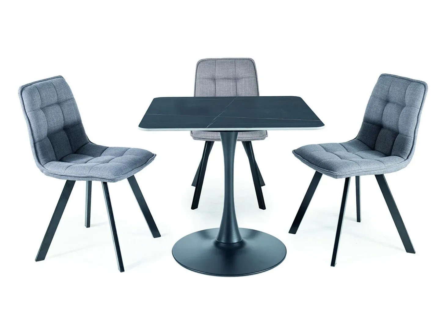 Mesa de comedor negra de 80 cm con tapa de cerámica y base de metal Sasha II
