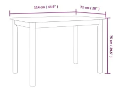 Mesa de comedor negra 114x71x75 cm Madera maciza de caucho