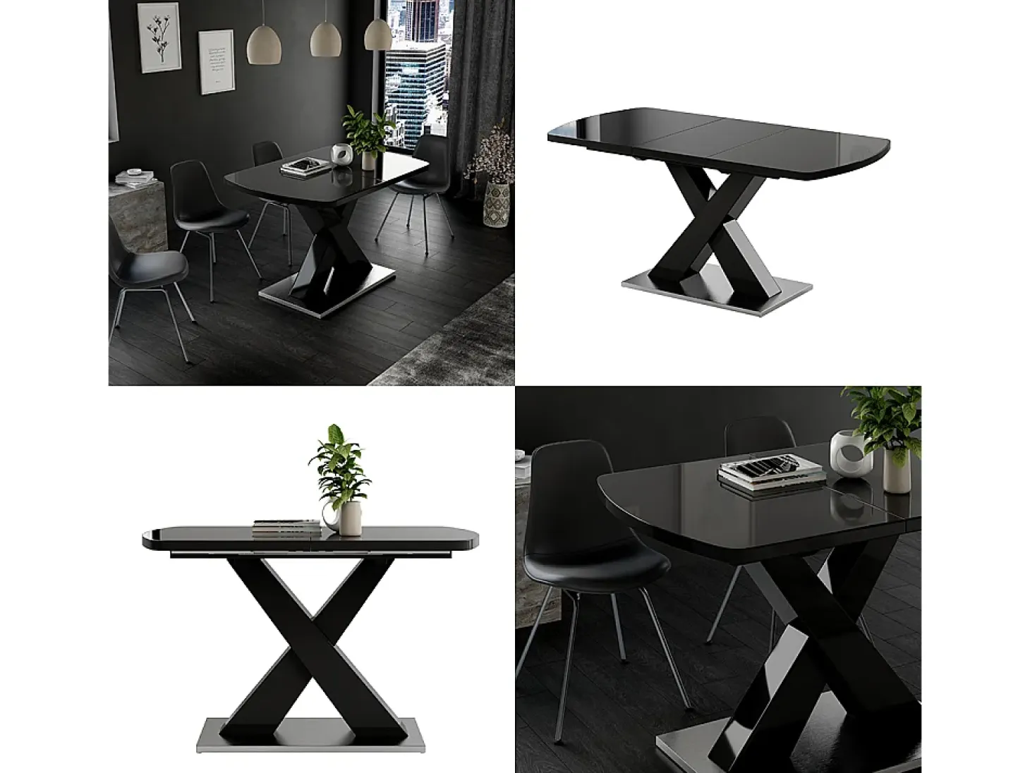 Mesa de comedor negro 120x80x76 chinto