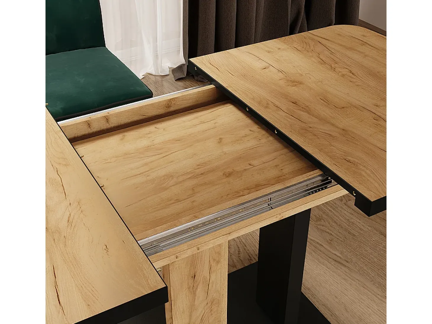 Mesa de comedor negro/roble 120x80x77.3 fenaro