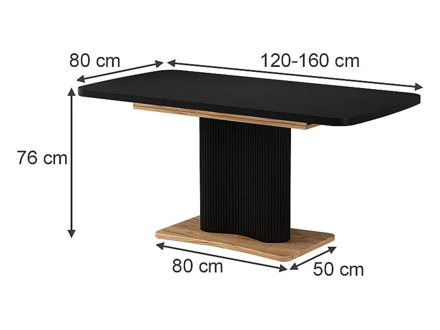 Mesa de comedor negro/roble 120x80x77.4 fenaro
